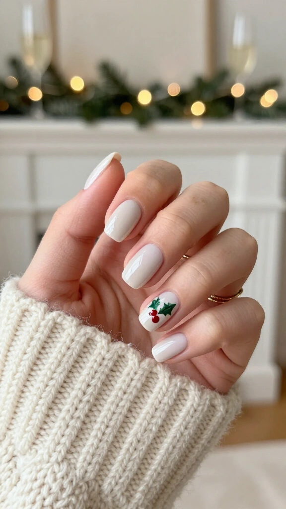 Milky white with holly berries