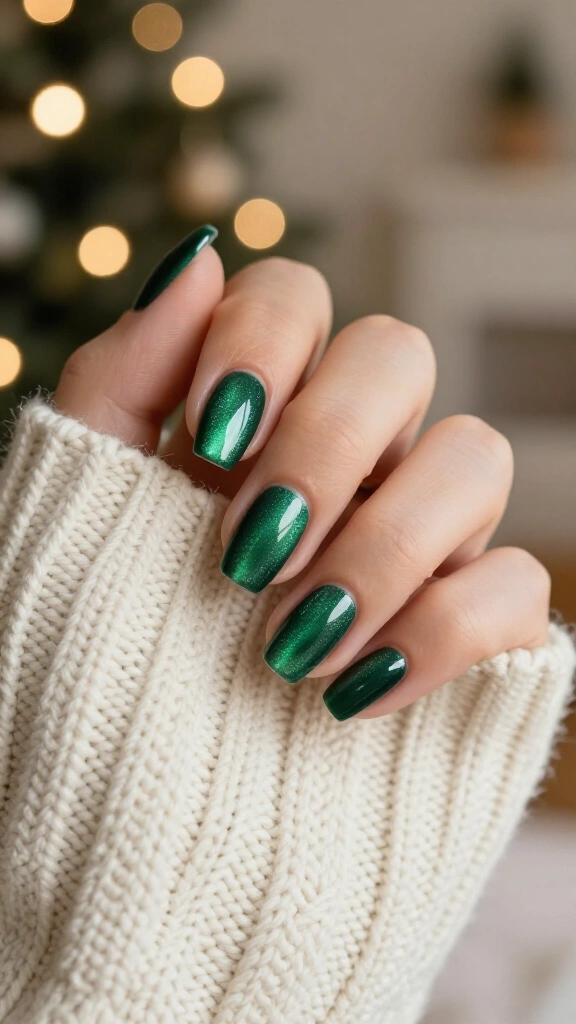 Emerald cat-eye with silver shimmer