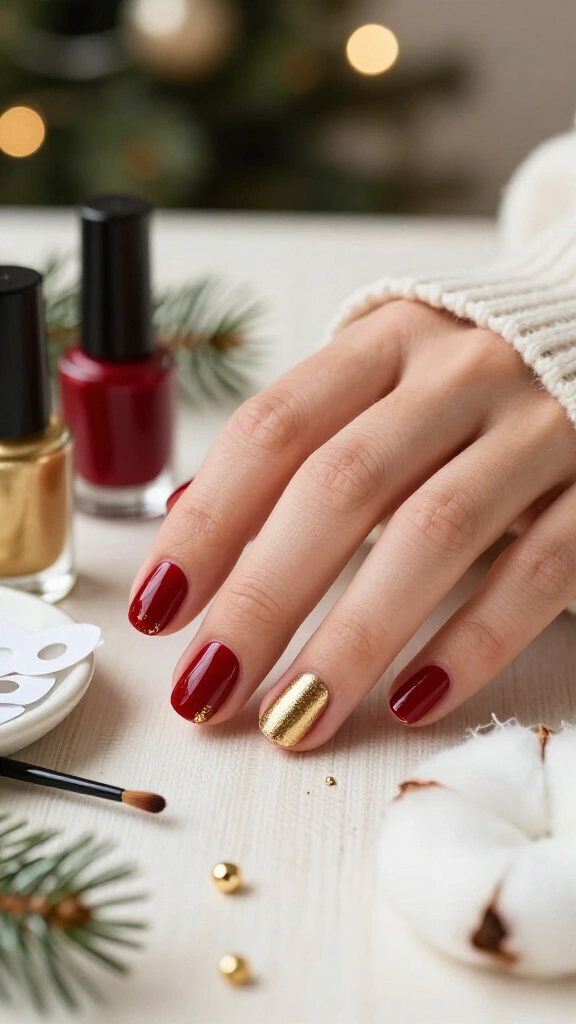 Velvet Red with Gold Half Moons