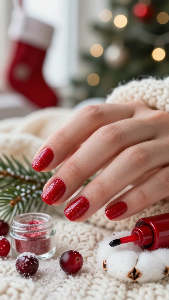 Frosted Berry Red with Sugar Texture