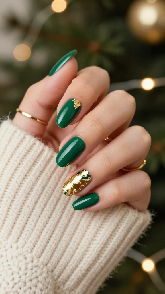 Emerald base with gold foil accents