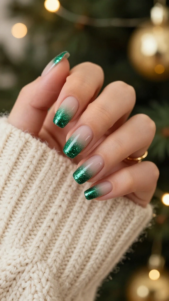 Ombré emerald glitter fade
