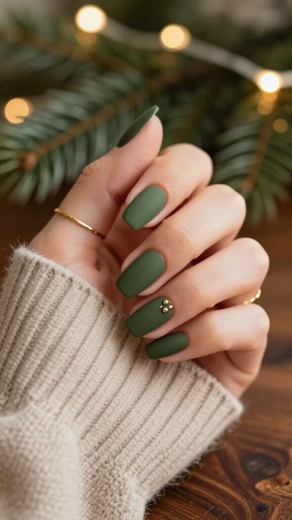 Olive matte with gold studs