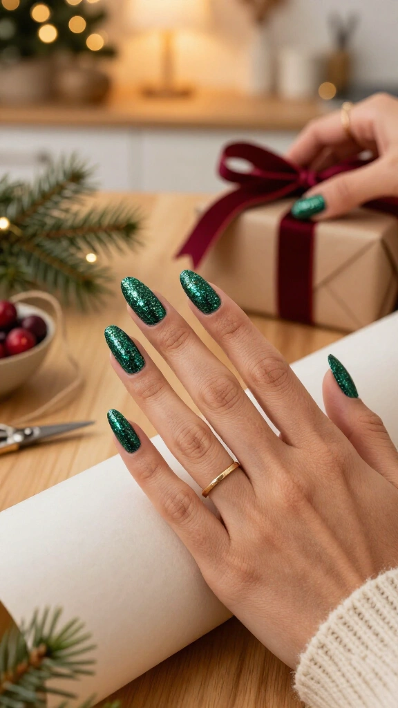Frosted Emerald Green Chunky Glitter