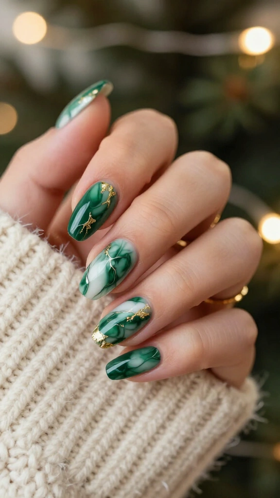 Green marble with gold veins