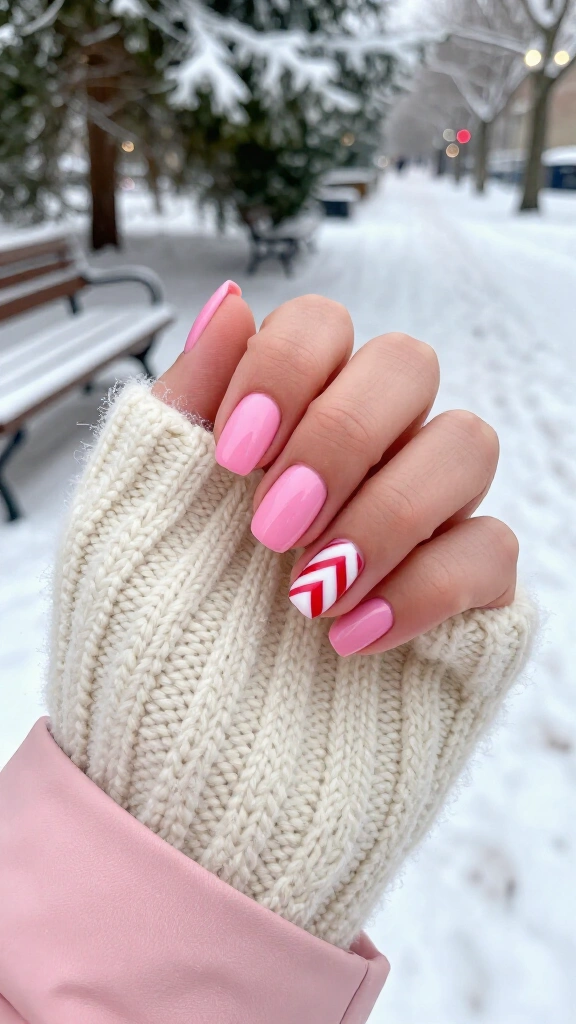 Candy cane striped accent on bubblegum pink