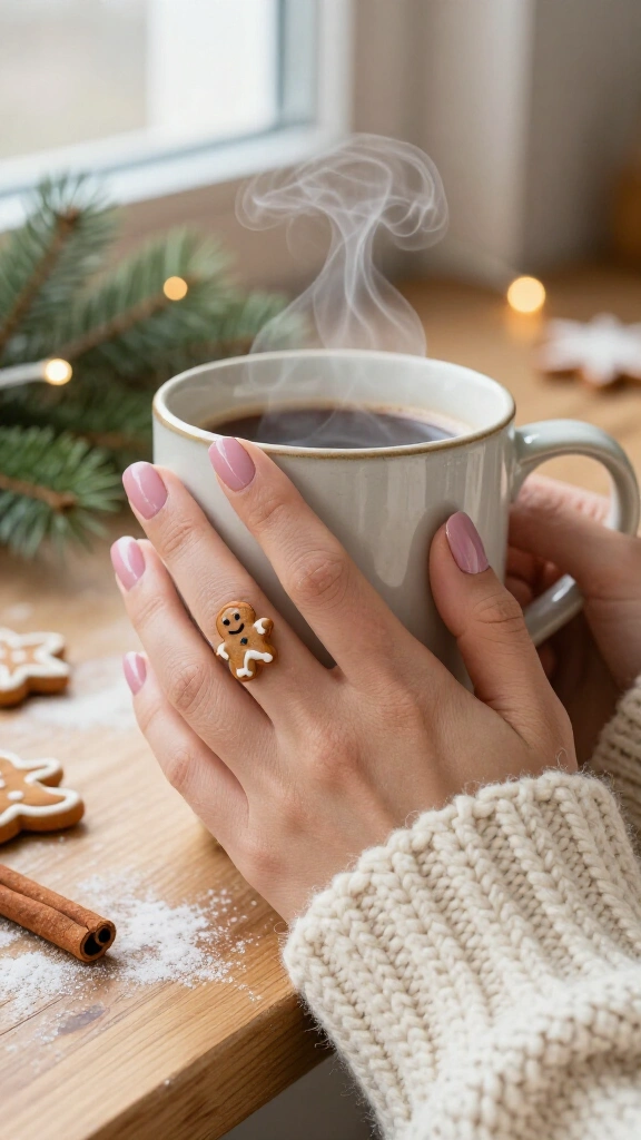 Gingerbread man accent on warm mauve pink