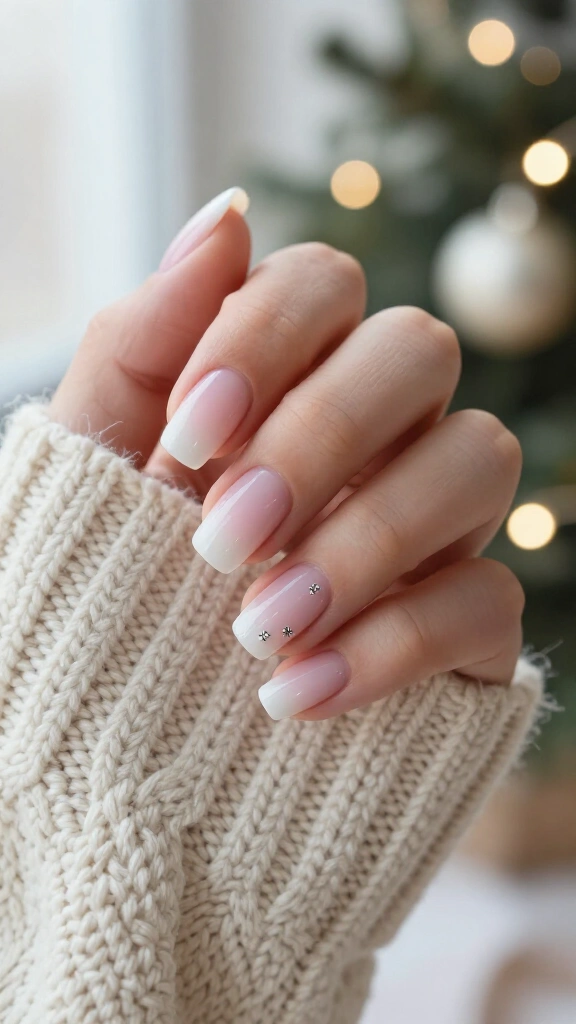 Subtle pink ombré with tiny rhinestone stars