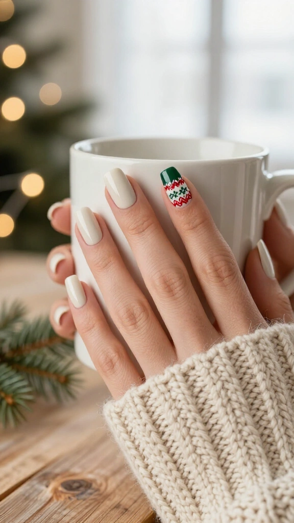 Classic Fair Isle accent nails