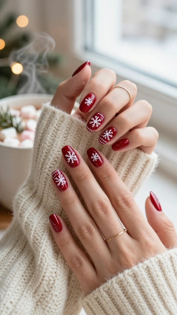 Red and white snowflake knit