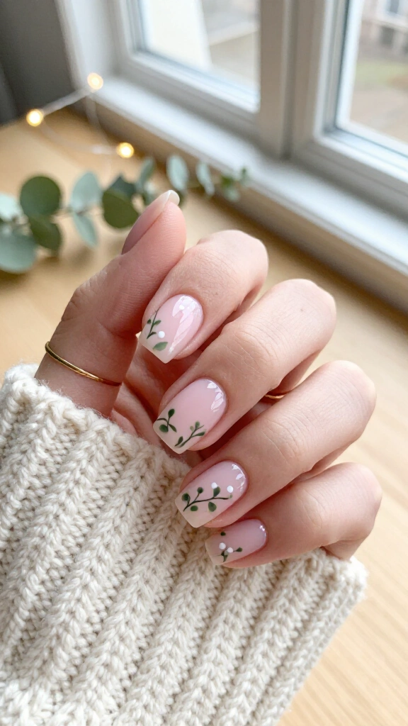 Mistletoe vines on milky pink bases