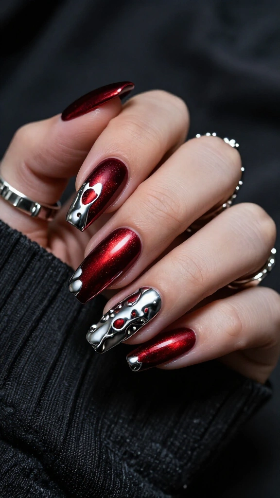 Bleeding velvet crimson and chrome drips