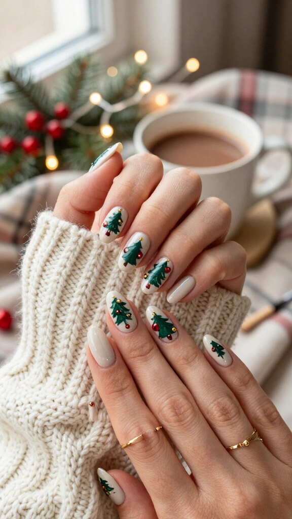 Christmas tree sweater nails