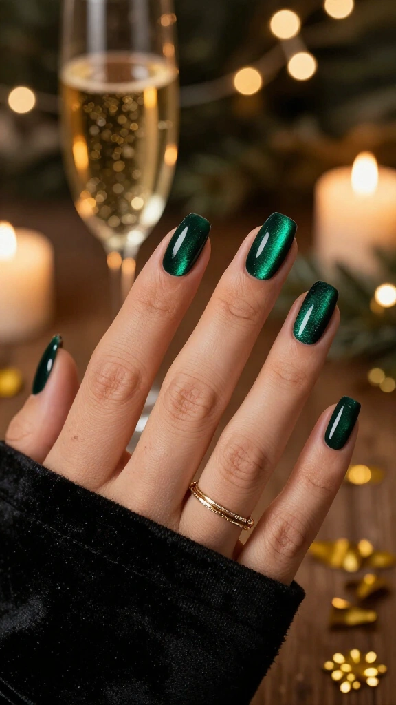 Deep emerald velvet cat eye