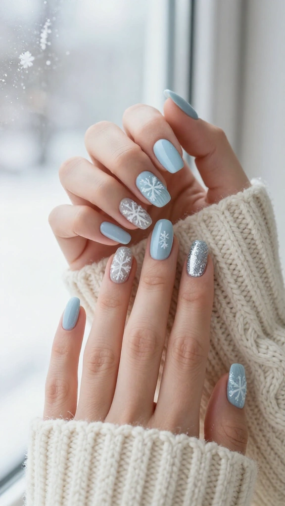 Icy blue snowflake knit