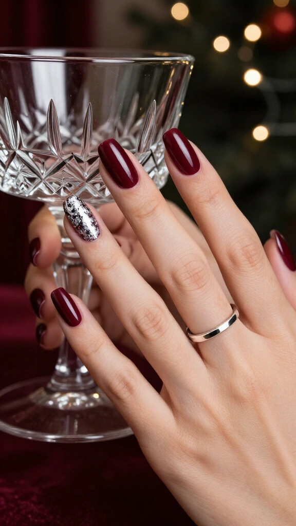 Rich burgundy with silver foil accents