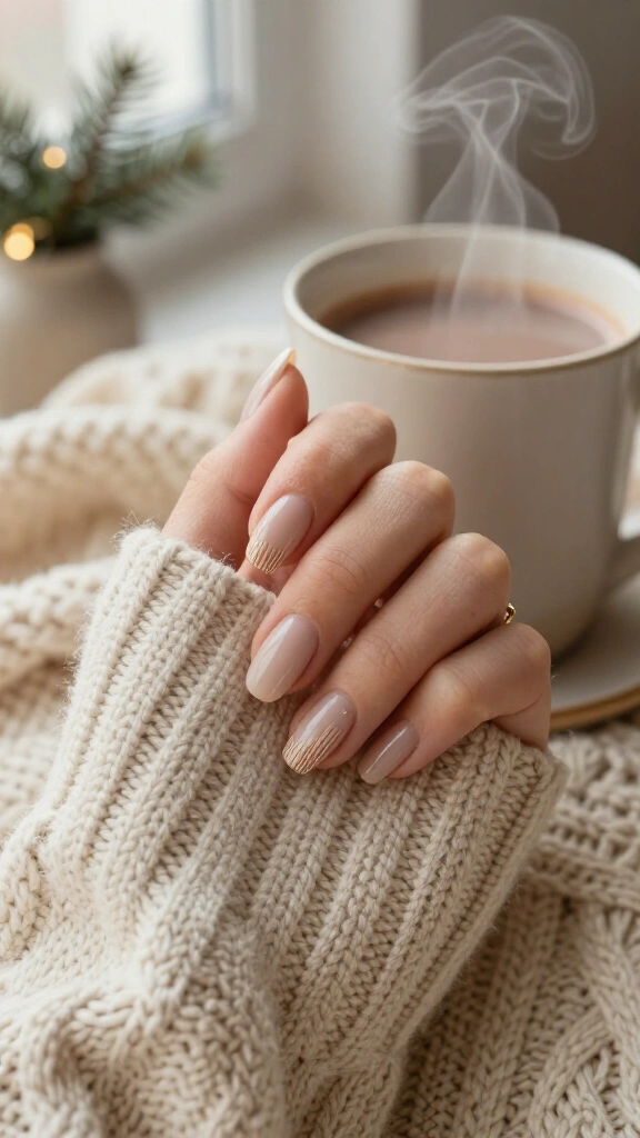 Ribbed turtleneck French tips