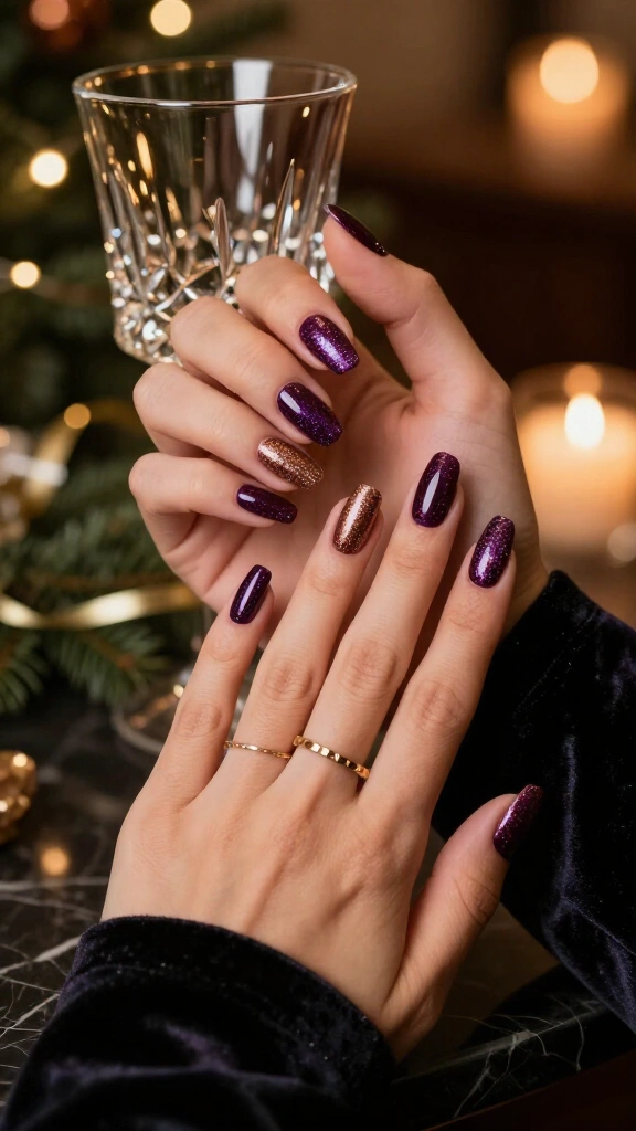 Shimmering plum wine with micro-glitter