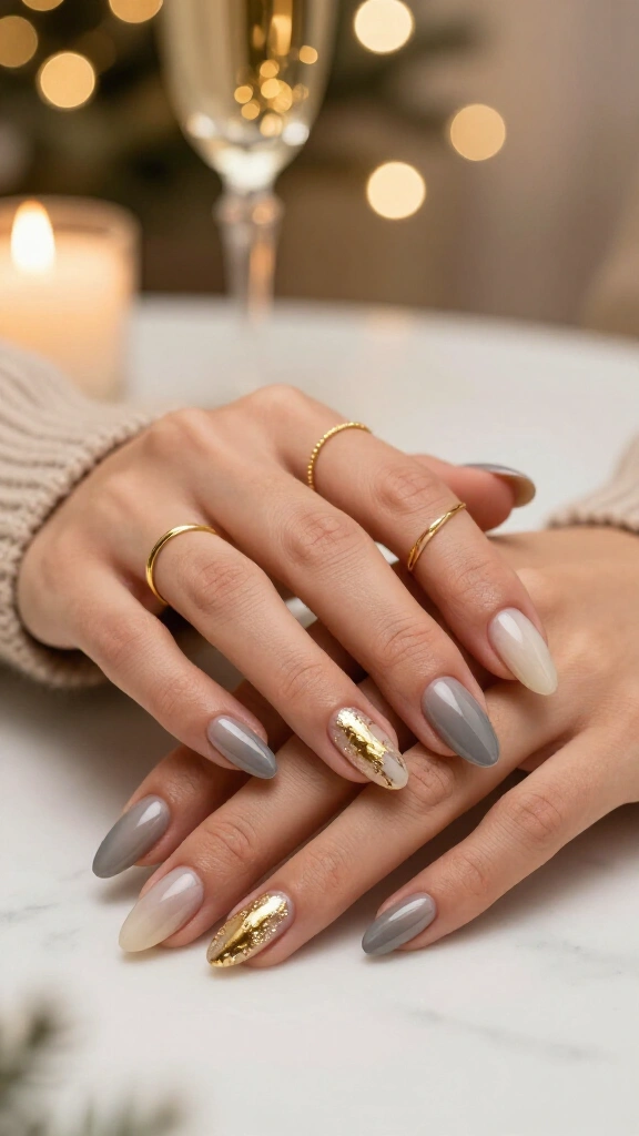 Smoky quartz ombré with gold leaf