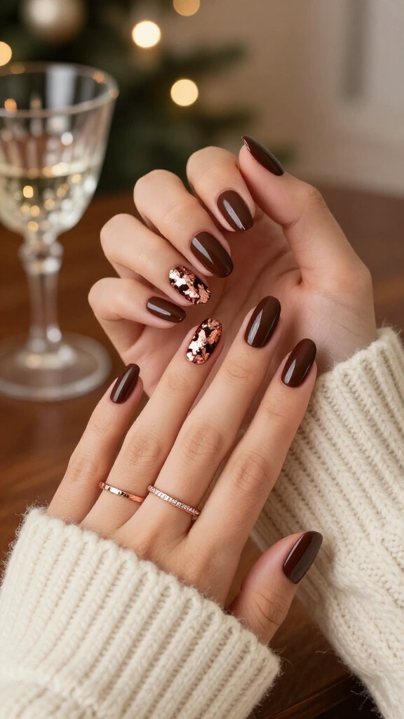 Chocolate truffle with rose gold flakes