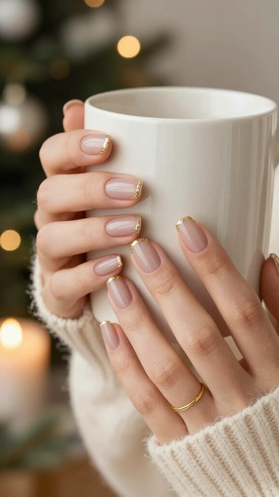Gold foil French tips