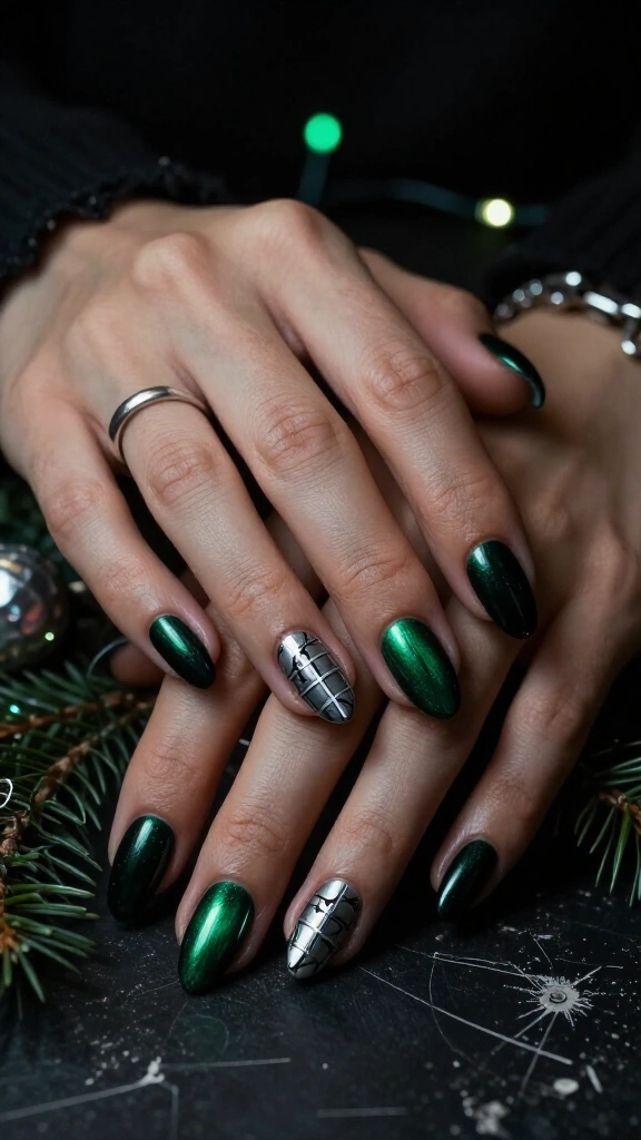 Cyberpunk emerald matrix with distressed gridlines