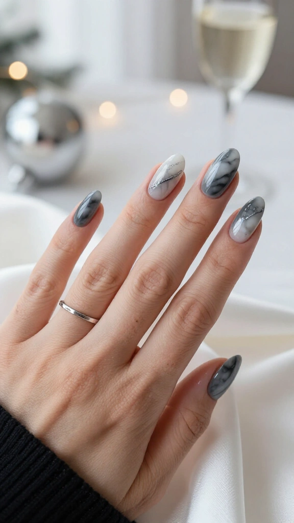 Charcoal grey marble with silver veins