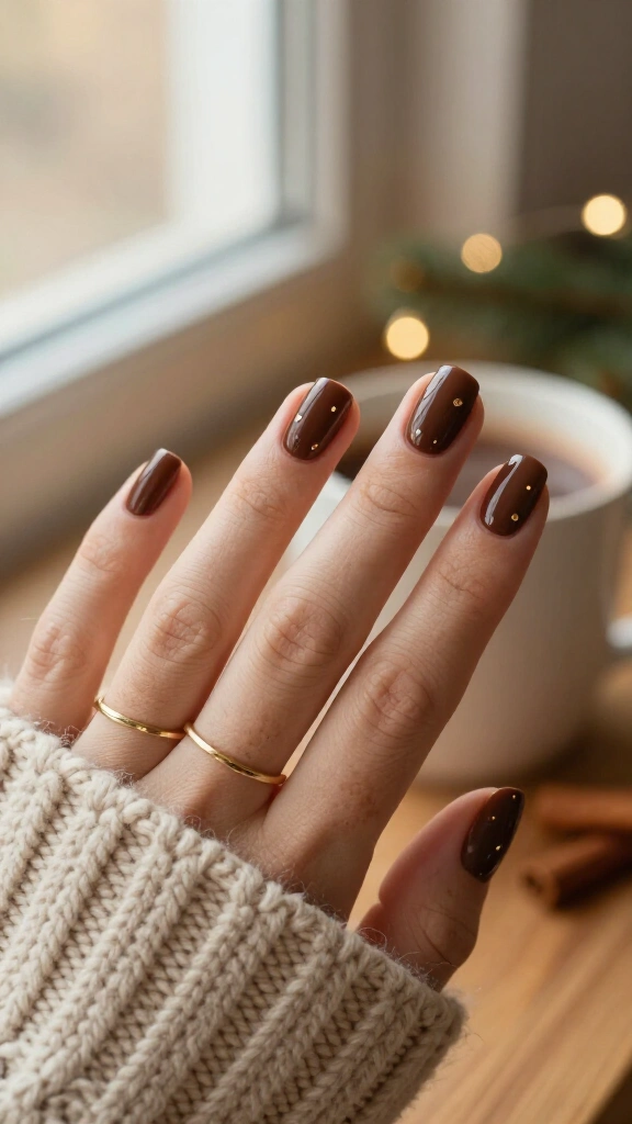 Chocolate brown with gold dots