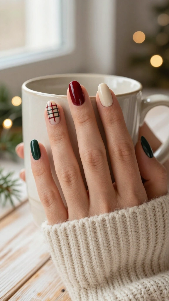 Subtle plaid accent nail