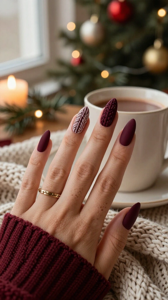 Deep Wine 3D Sweater Knits