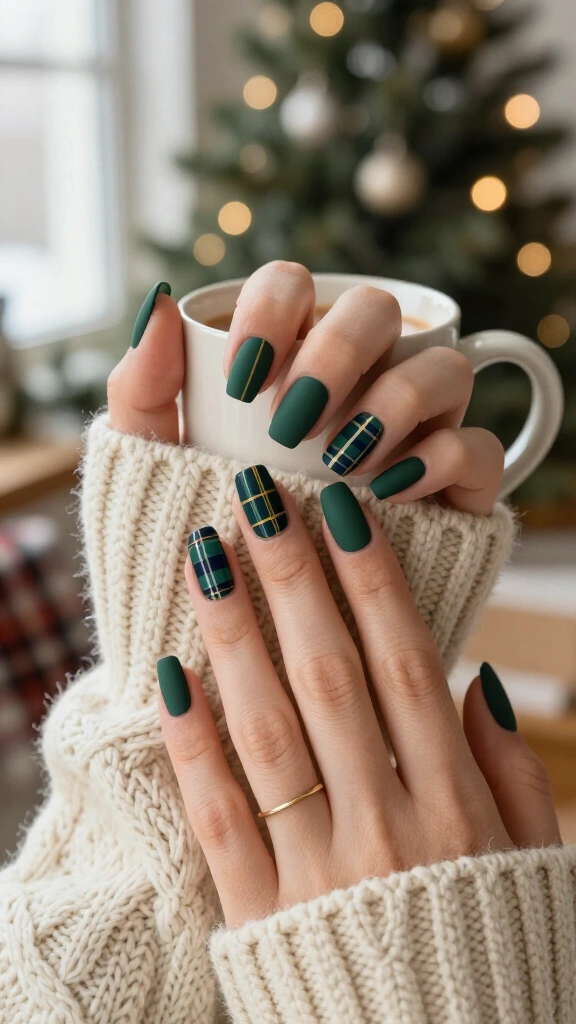 Matte Forest Green Stewart Plaid