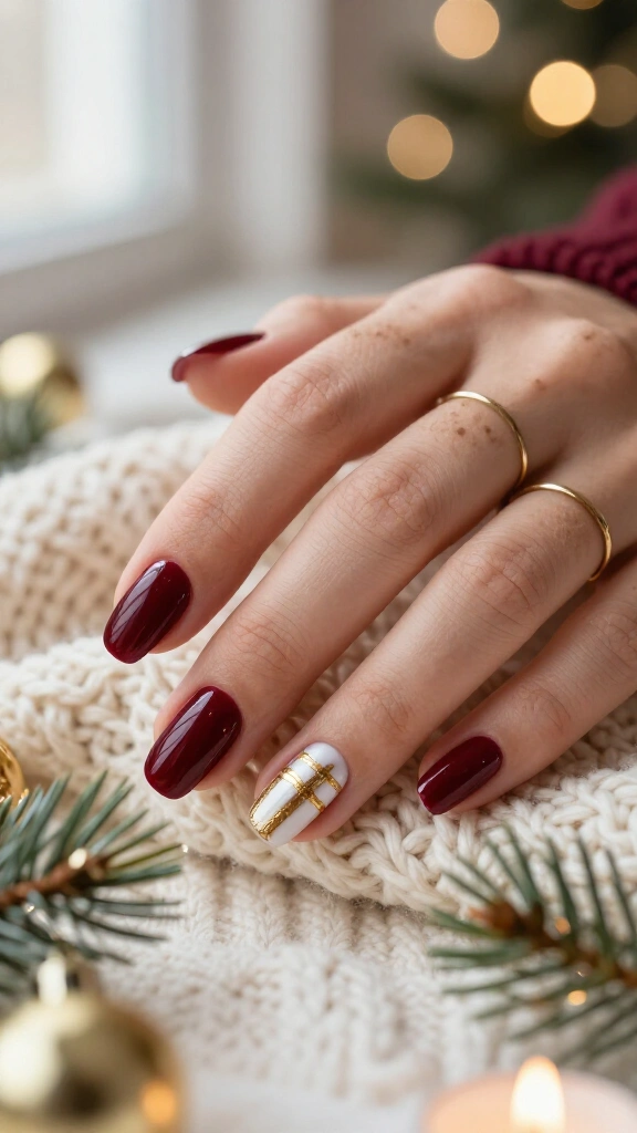 Gilded Gold & Cranberry Accent