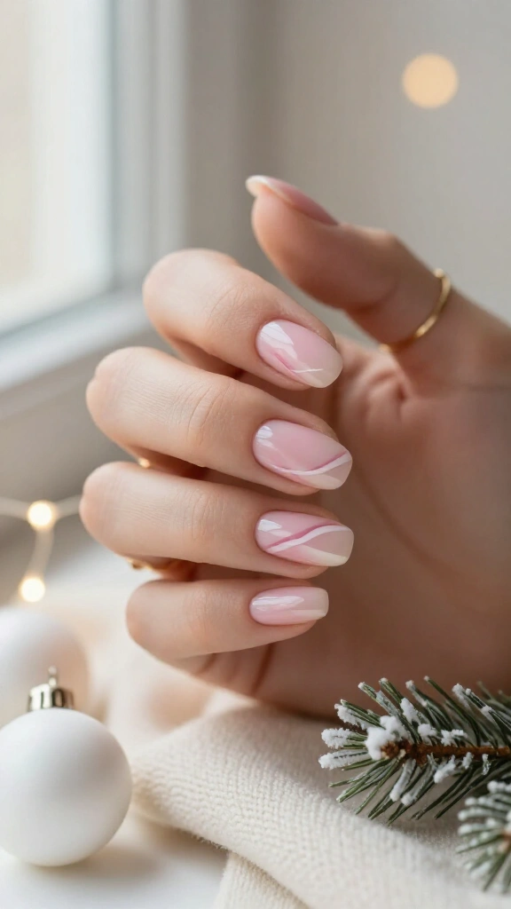 Soft blush diagonal swirls