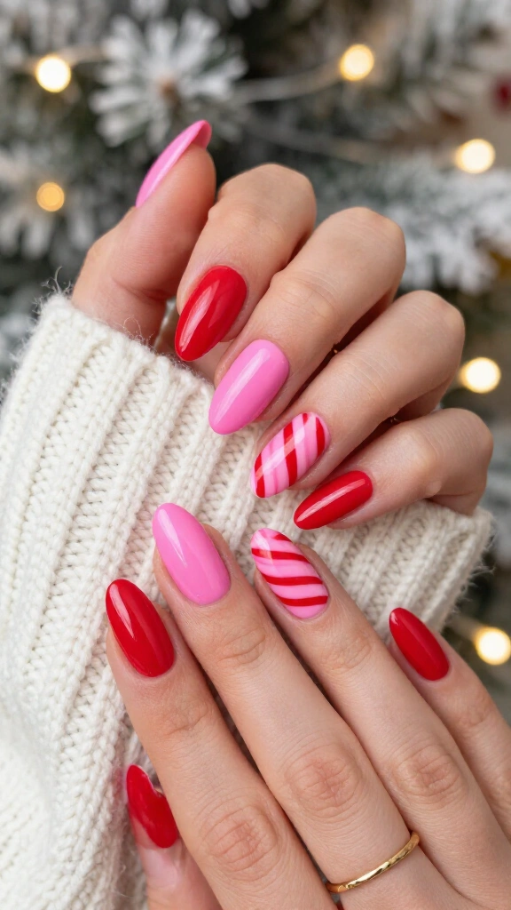 Barbie pink with red stripe accents