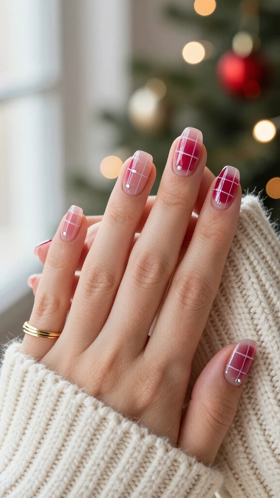 Frosted Berry & White Windowpane Plaid