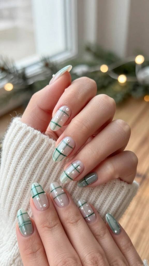 Mistletoe Green & Pearl Accents