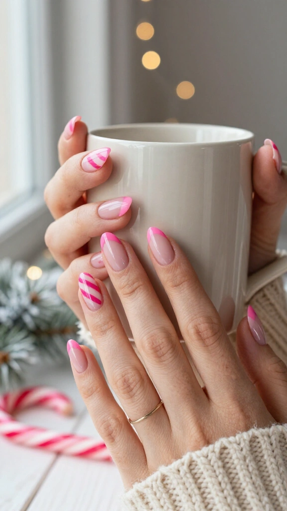 Negative space candy cane stripes