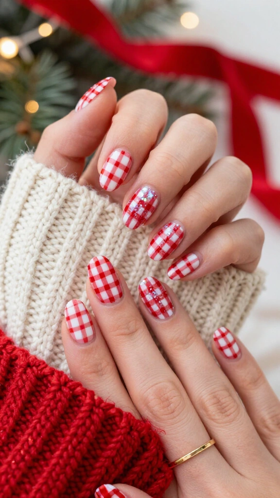 Candy Cane Crimson & White Plaid