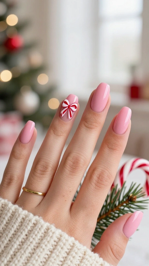 Pink candy cane bows