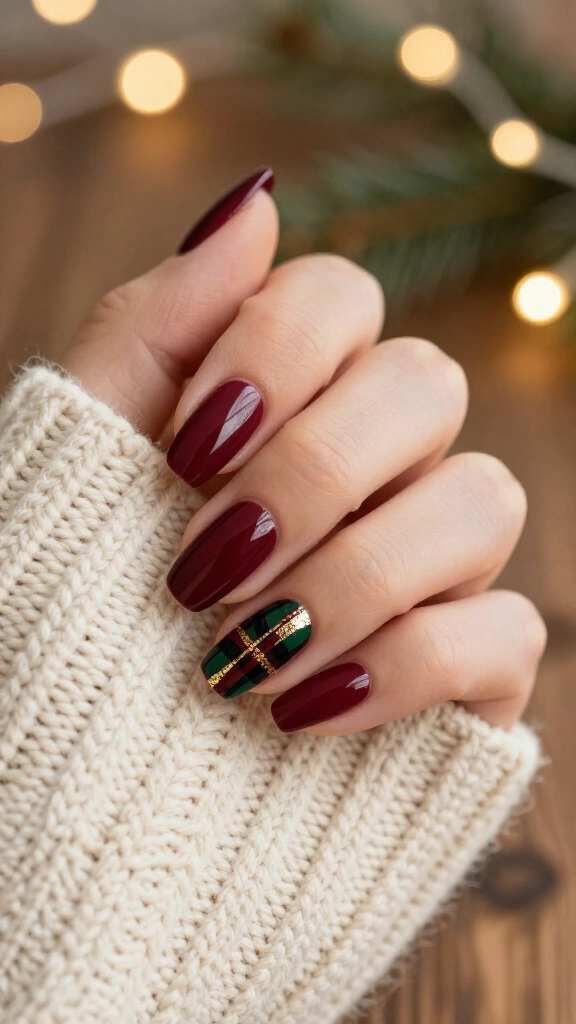 High-Gloss Cranberry Statement Plaid