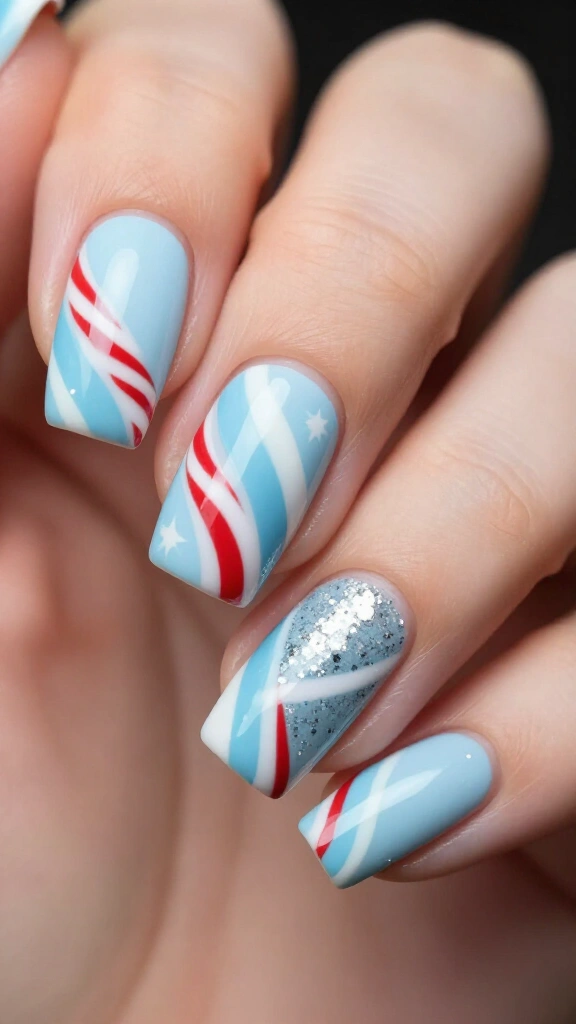 Pastel Blue Candy Cane Swirls