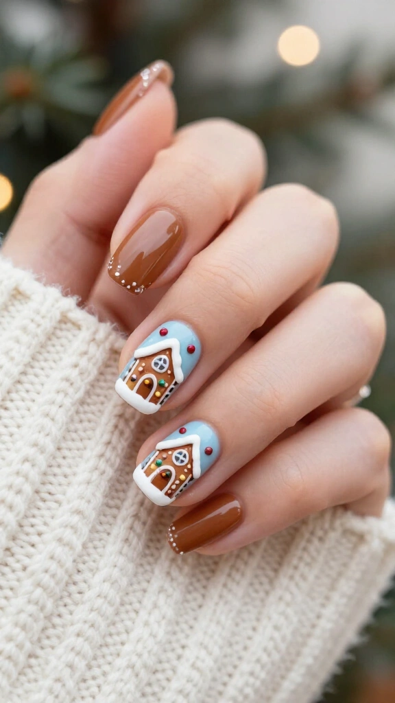 Gingerbread house nail murals