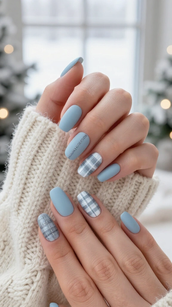 Powder Blue Tartan Plaid