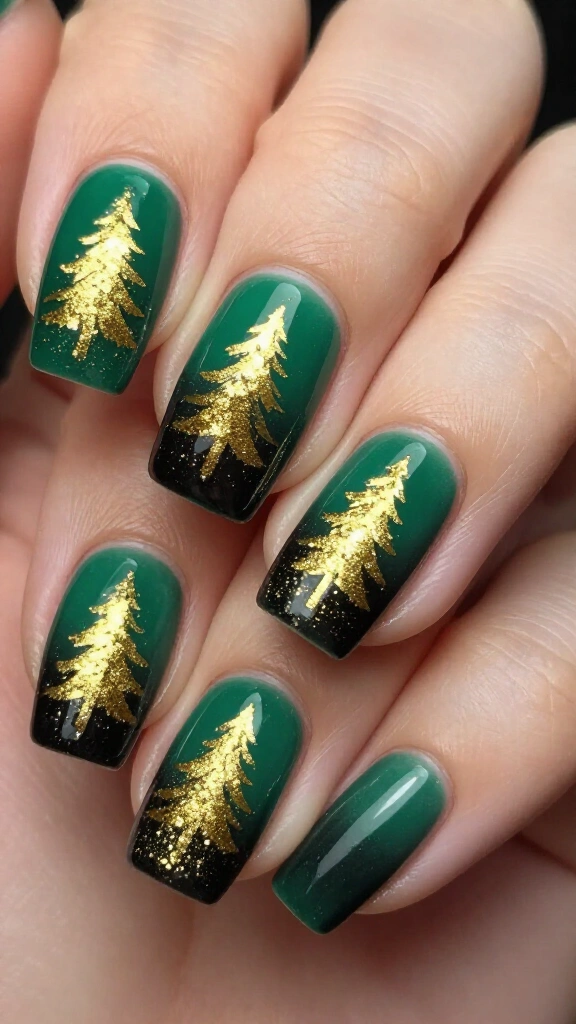 Gilded emerald and black ombré