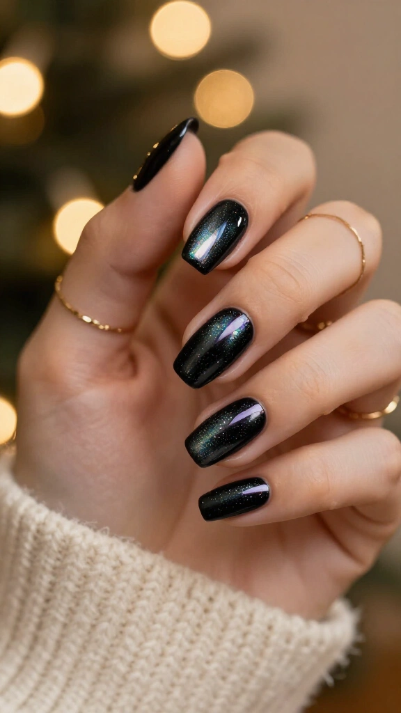 Black Cat-Eye Holographic Shimmer