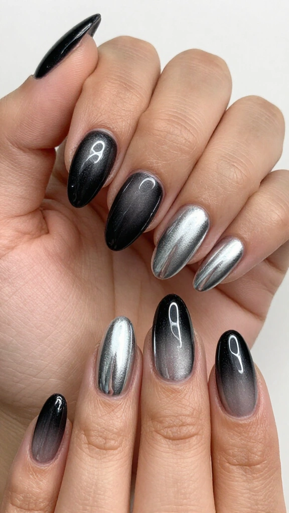 Black to Silver Chrome Ombré