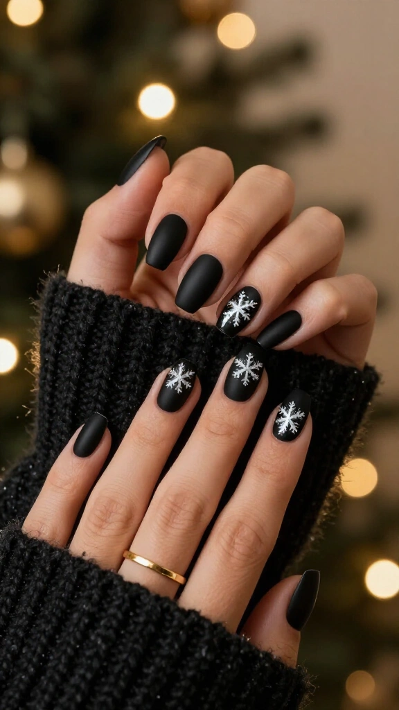 Matte Obsidian with Glossy Snowflakes