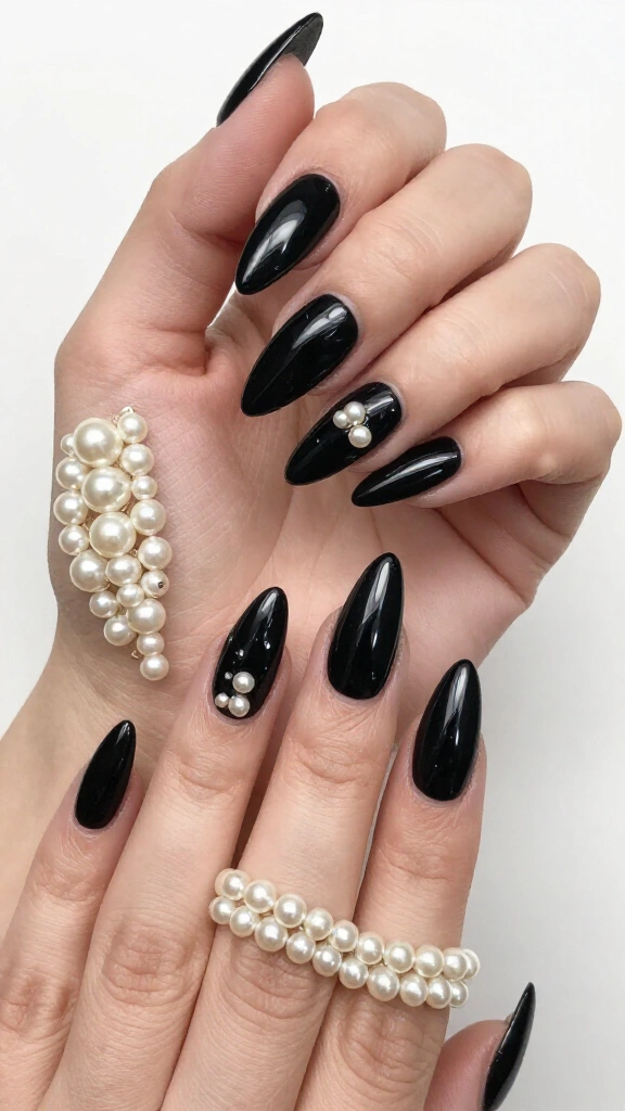 Ultra-glossy pearl-embellished stilettos