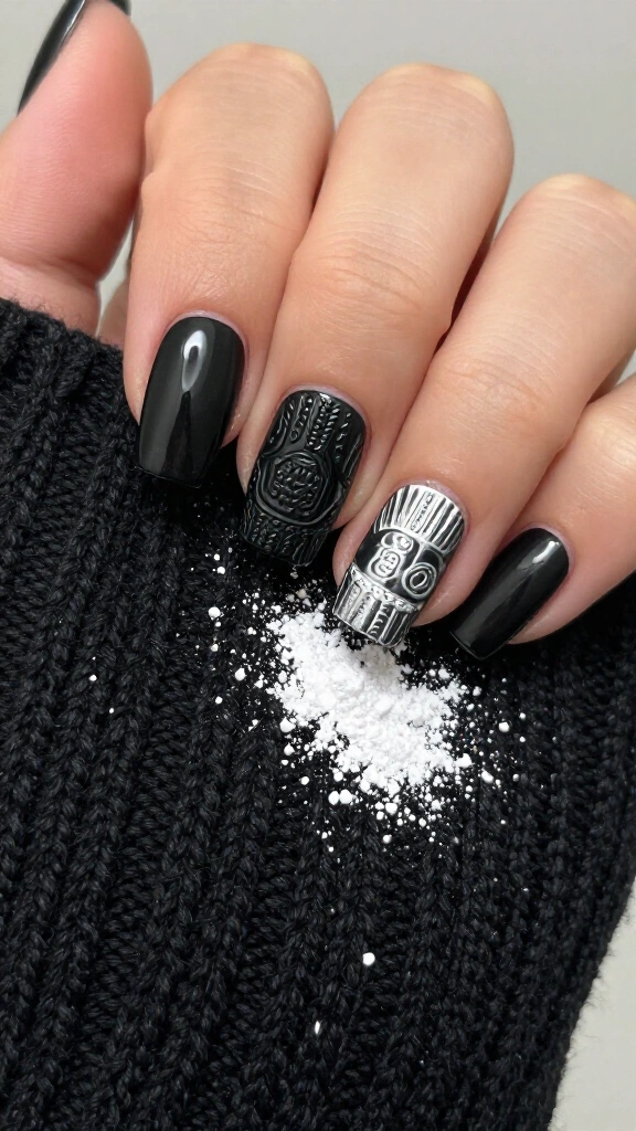 Black Cable Knit Sweater Texture