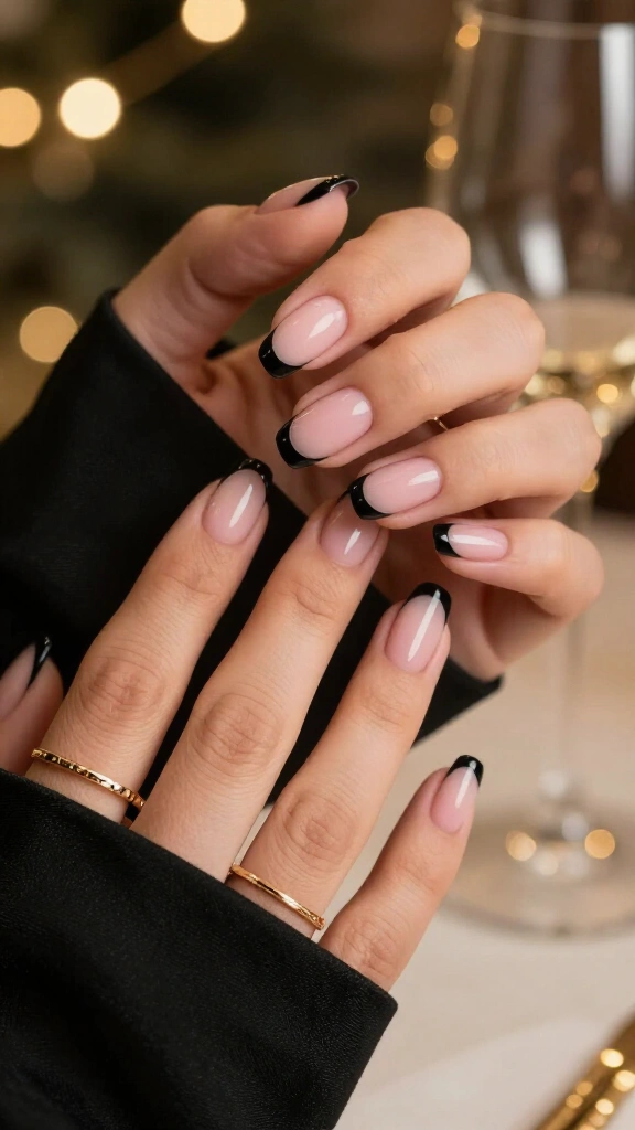 Black tuxedo micro-French tips
